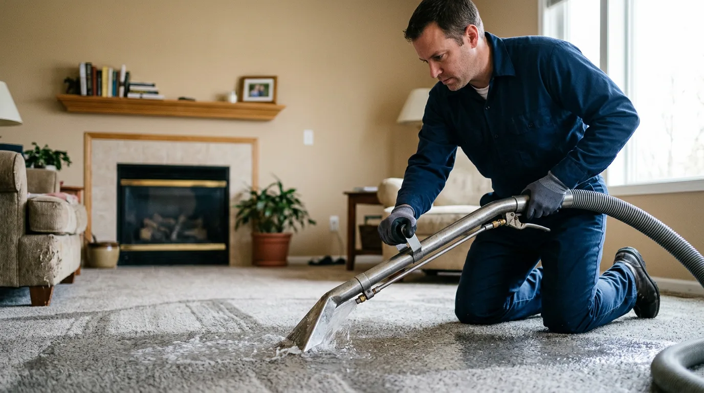 Water damage restoration technician working near Flora, IN